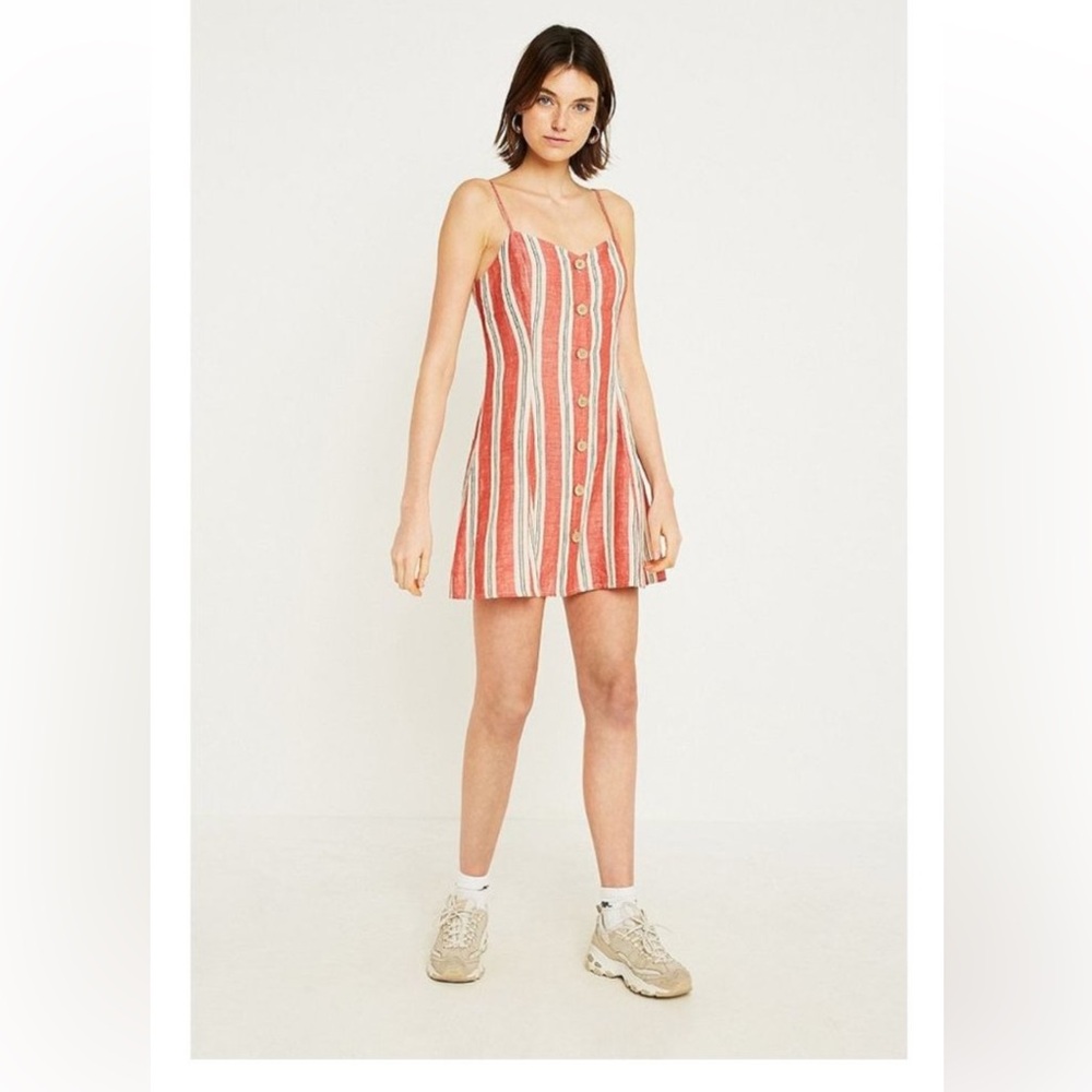 Urban Outfitters Striped Ladder Back Linen Mini Sun Dress size Large
